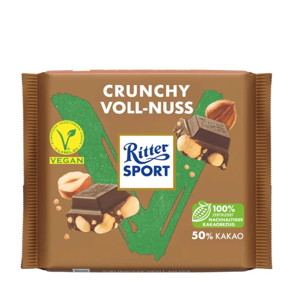Ritter Sport Crunchy Whole Hazelnut vegan chocolate bar 100 g